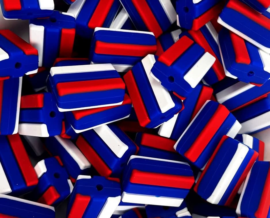 ФЛАГ РОССИИ фигурная бусина из силикона